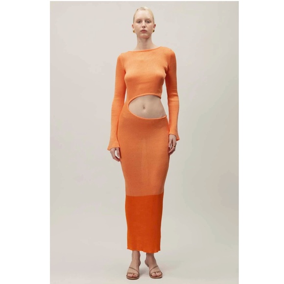 728. BAOBAB Betsey Knit Orange Maxi Dress $285 NWOT Large - Picture 1 of 8
